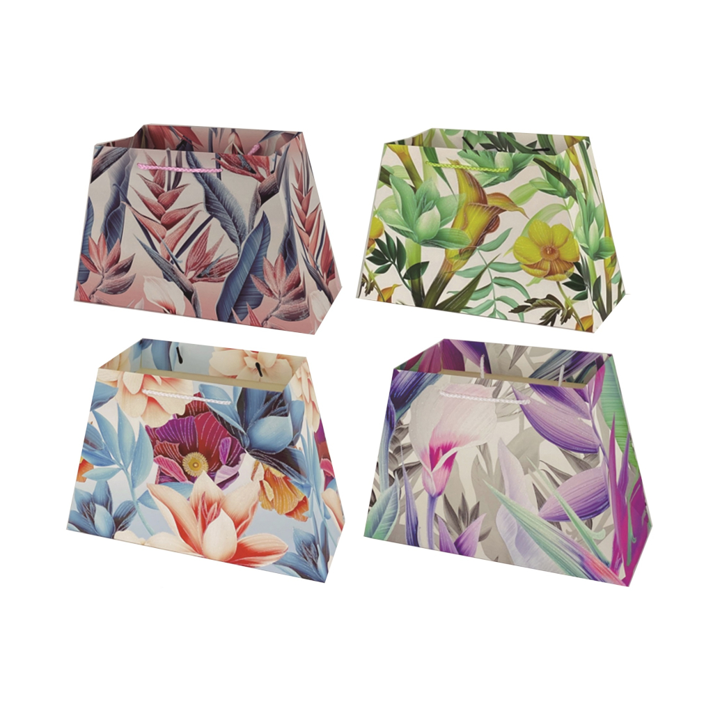 Set 4 pungi cadou multicolor, 29.5x19x12 cm, flori