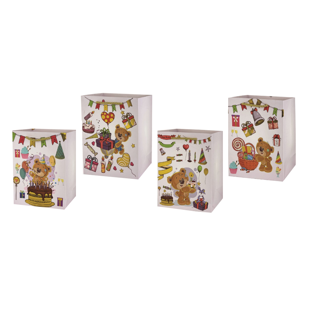 Set 4 pungi cadou, multicolor, 40x30x12 cm, ursulet, PPPZ7337