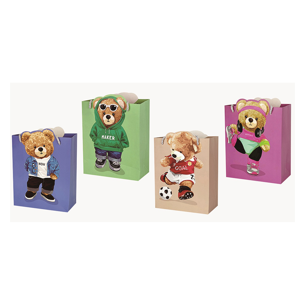 Set 4 pungi cadou, multicolor, 55x40x15 cm, ursulet, PPPZ3975