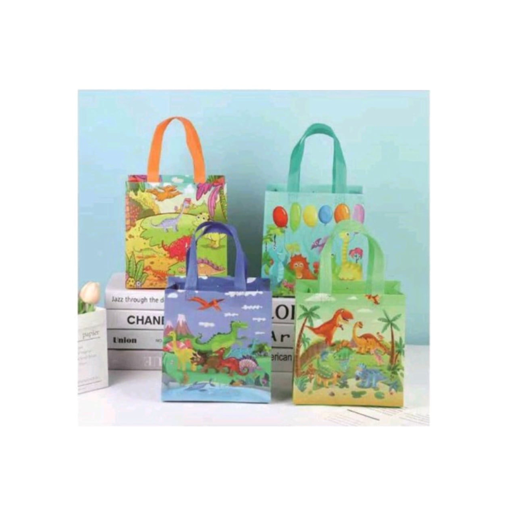 Set 4 pungi cadou multicolor, plastic, 32x26x10 cm, dinozaur, PPQT8473