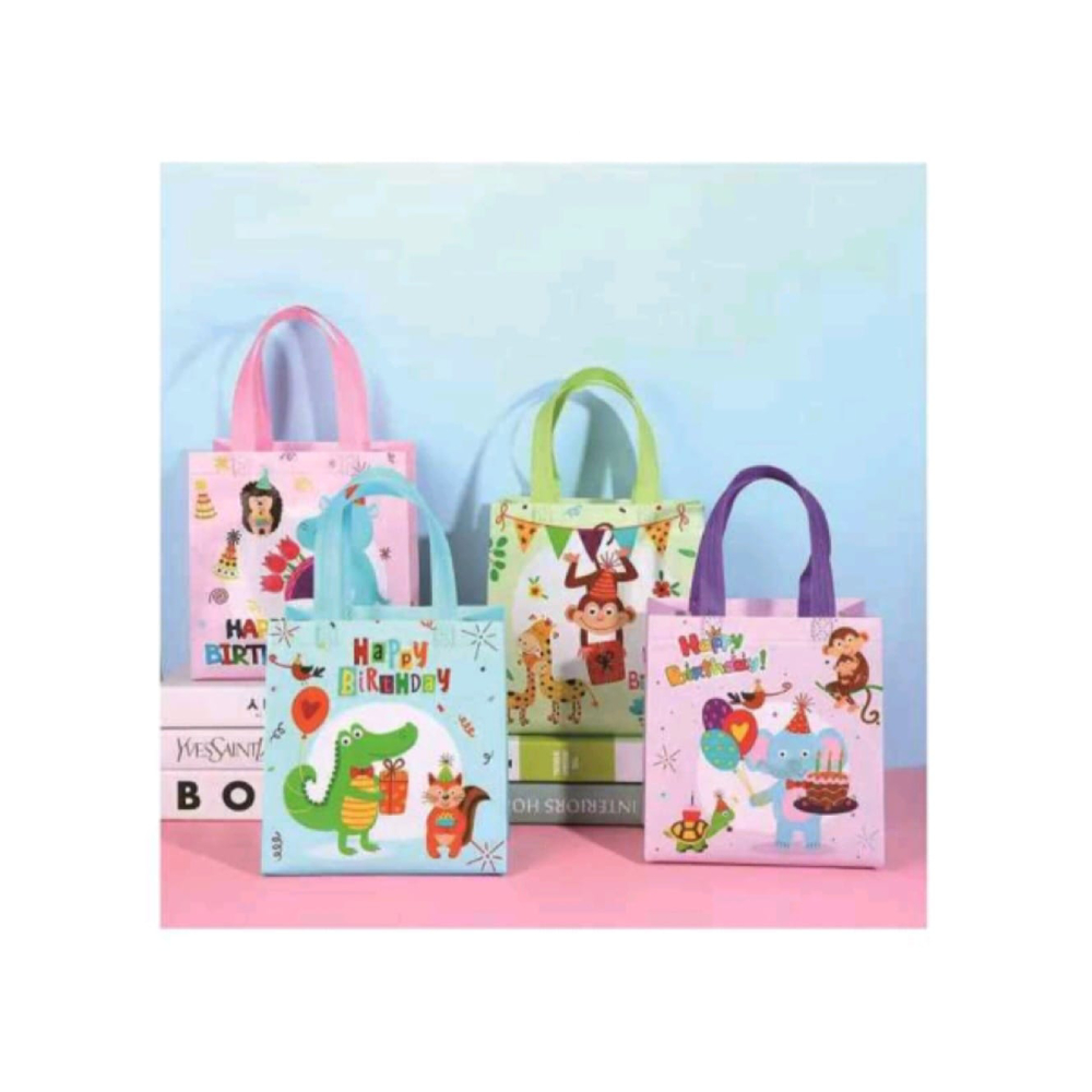 Set 4 pungi cadou multicolor, plastic, 32x26x10 cm, happy birthday, PPQT8472
