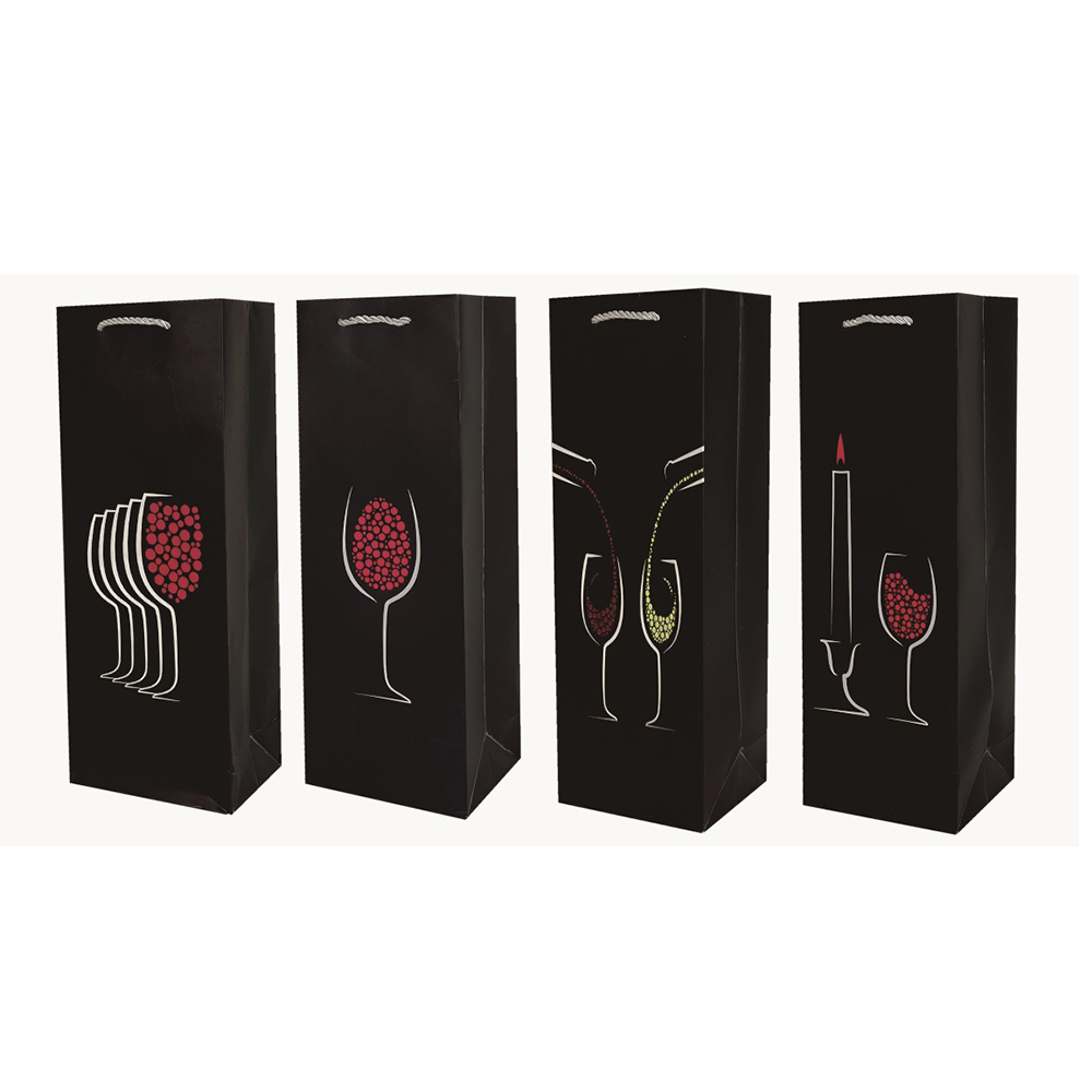 Set 4 pungi cadou, negru, 36x12.5x8.5 cm, vin, PPPZ3980