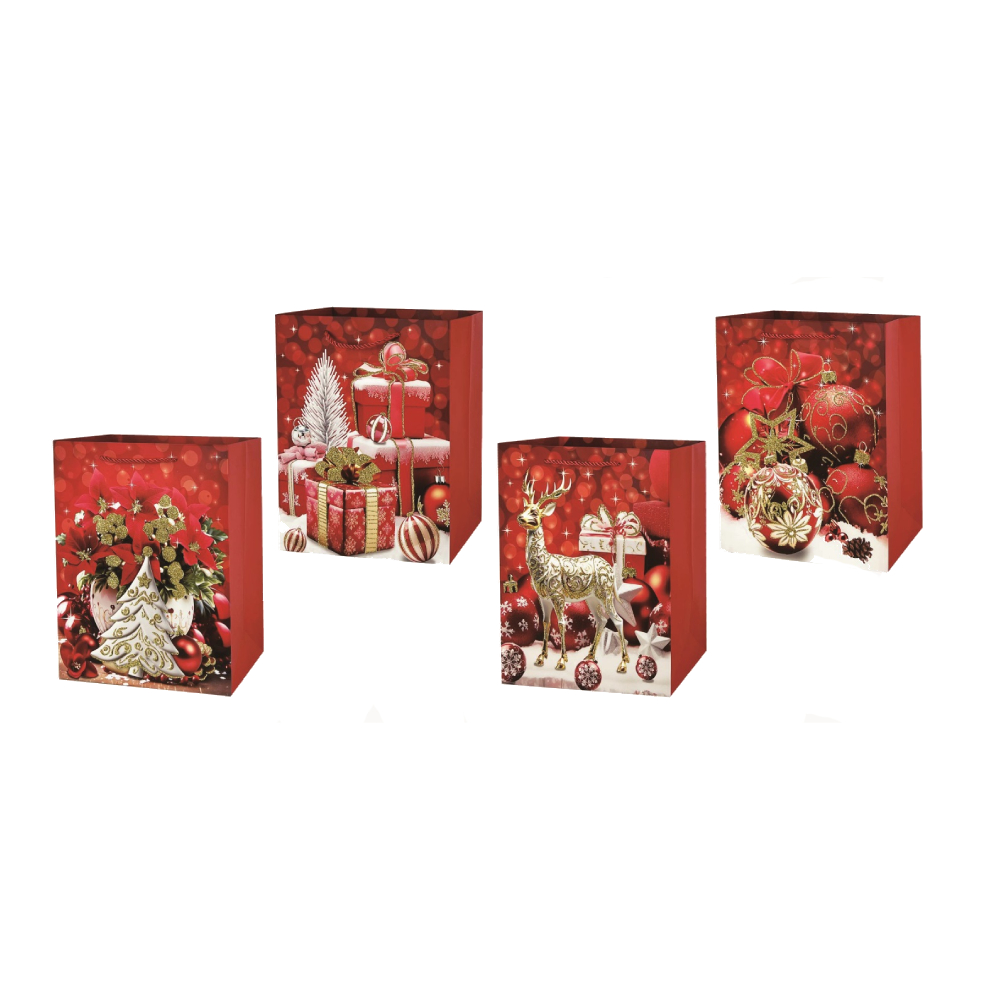 Set 4 pungi cadou, rosu, 55x40x15 cm, Craciun, PPPZ7283