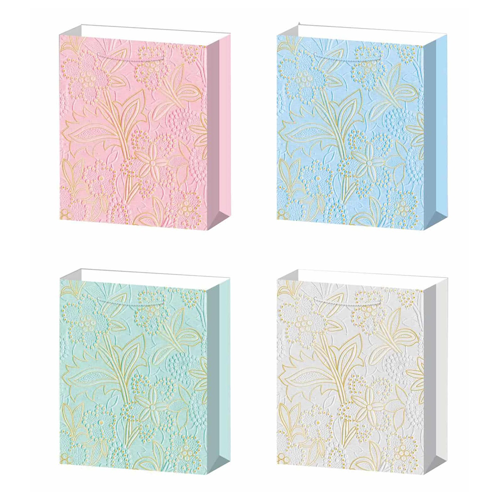 Set 4 pungi cadou roz, verde, albastru, gri, auriu, 40x32x12 cm, PZ3799