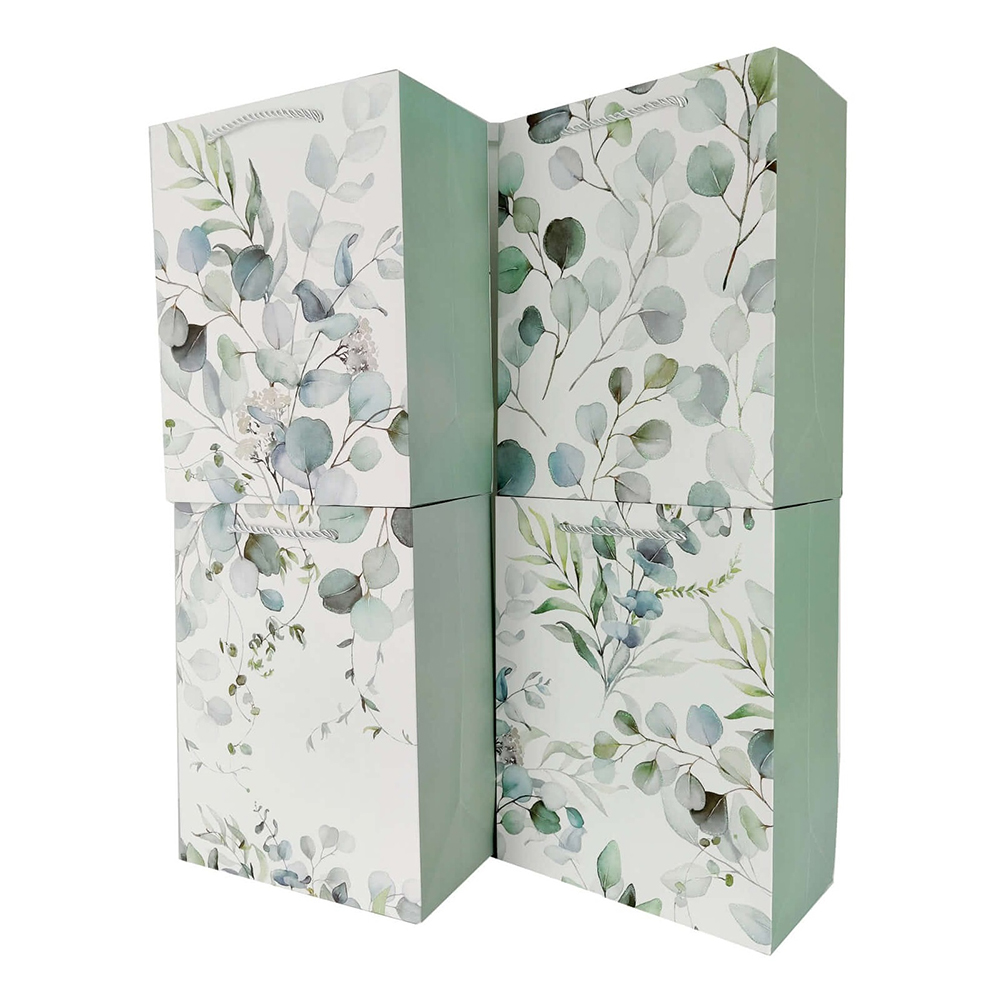 Set 4 pungi cadou verde, alb, albastru, 74x49x17 cm, PZ3771