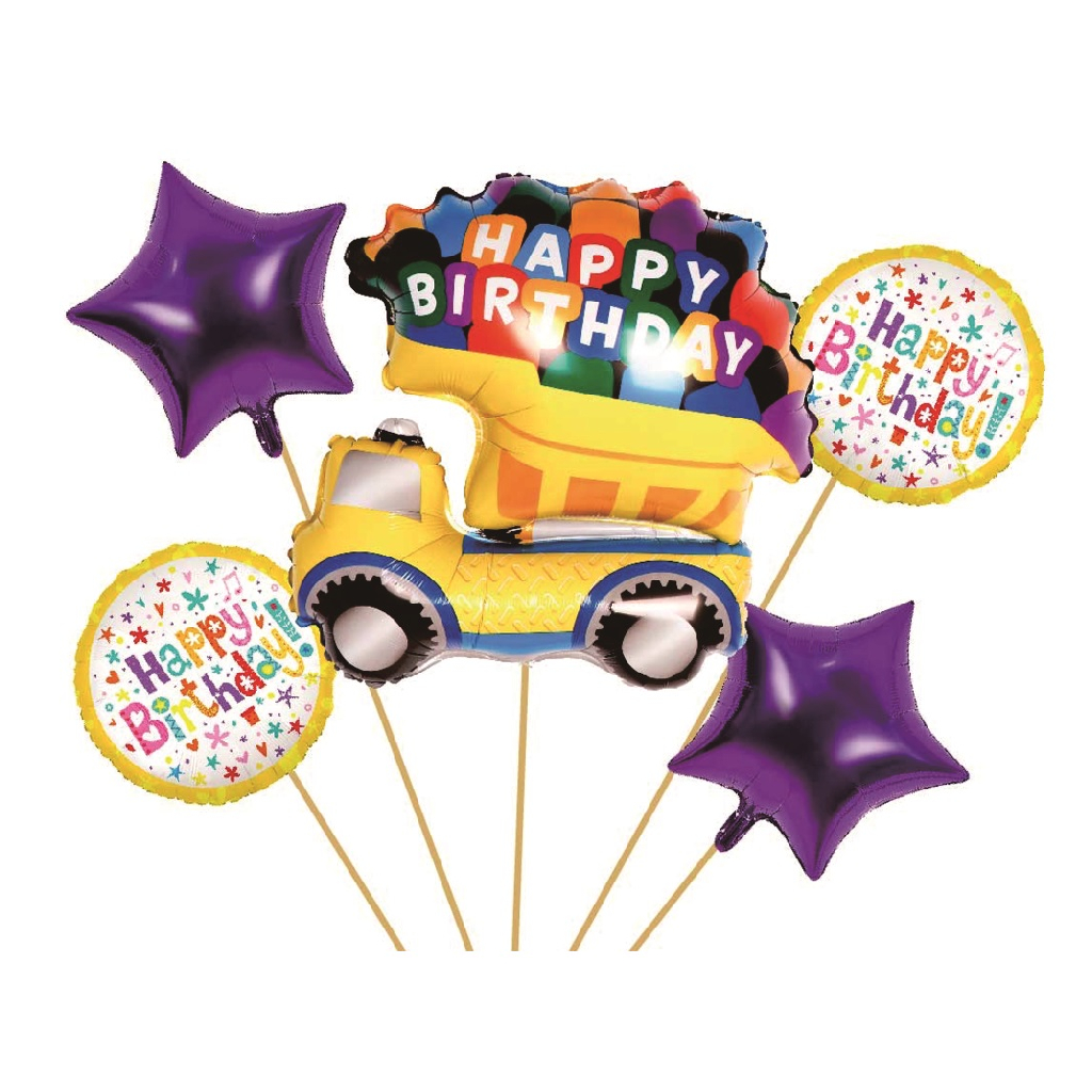 Set 5 baloane party, folie metalizata multicolor, camion, 72x54x45 cm