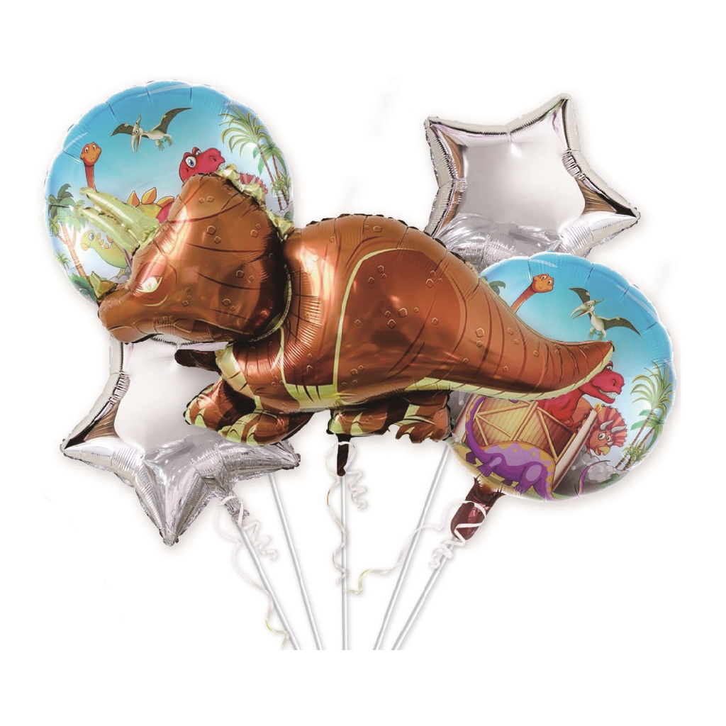 Set 5 baloane party, folie metalizata multicolor, TZ5189, triceratops, 90x45 cm
