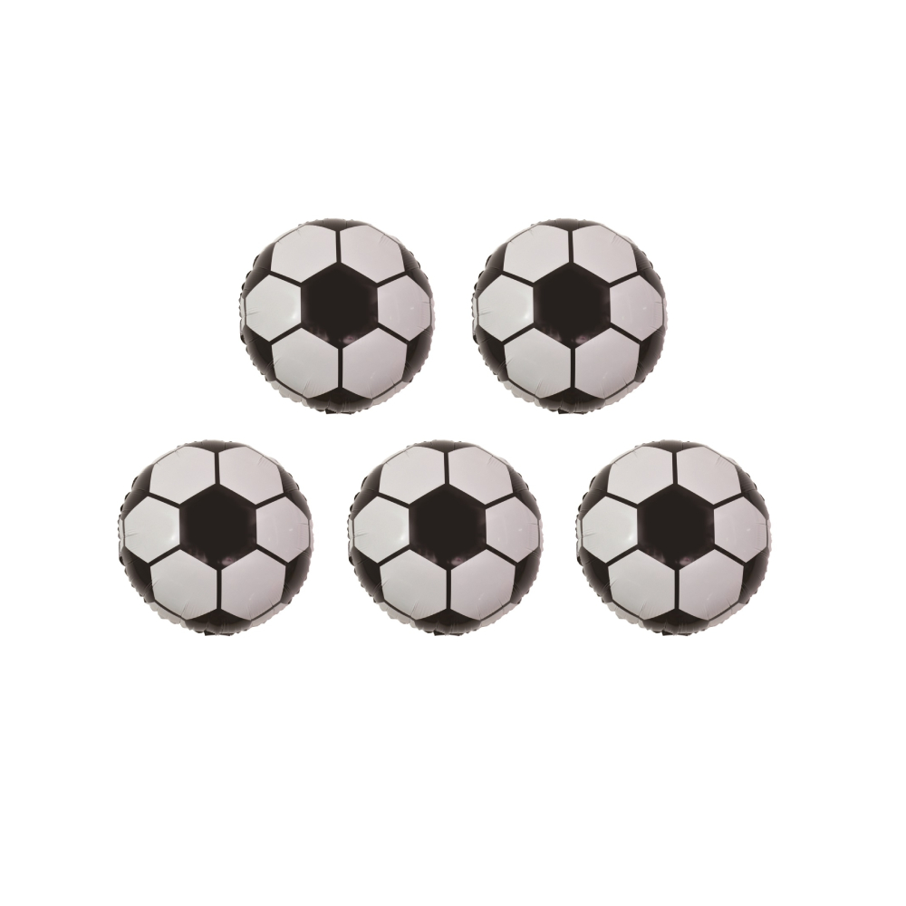 Set 5 buc. balon party folie metalizata alb, negru, 25 cm, minge fotbal, PPLM0888
