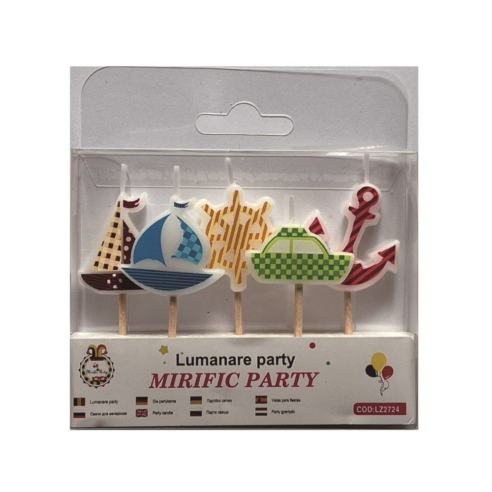 Set 5 lumanari tort, multicolor, barca, PPLZ2724