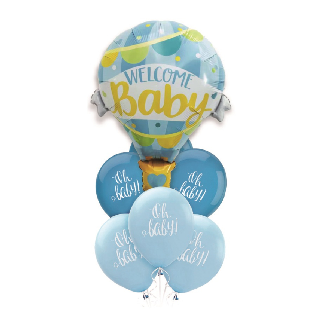Set 6 baloane party, folie metalizata albastru, multicolor, TZ5123 welcome baby, 79x25 cm