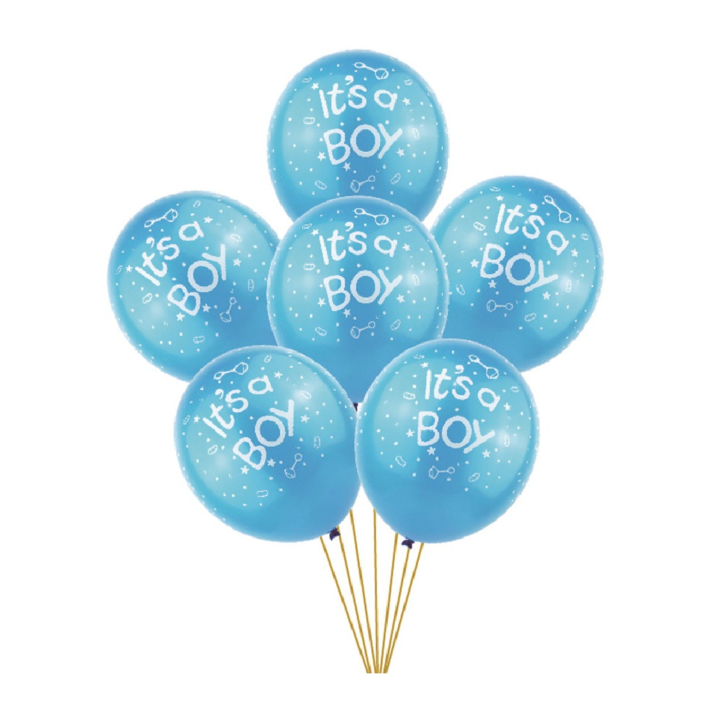 Set 6 baloane party latex alb, albastru, TZ5196, it’s a boy, 30 cm