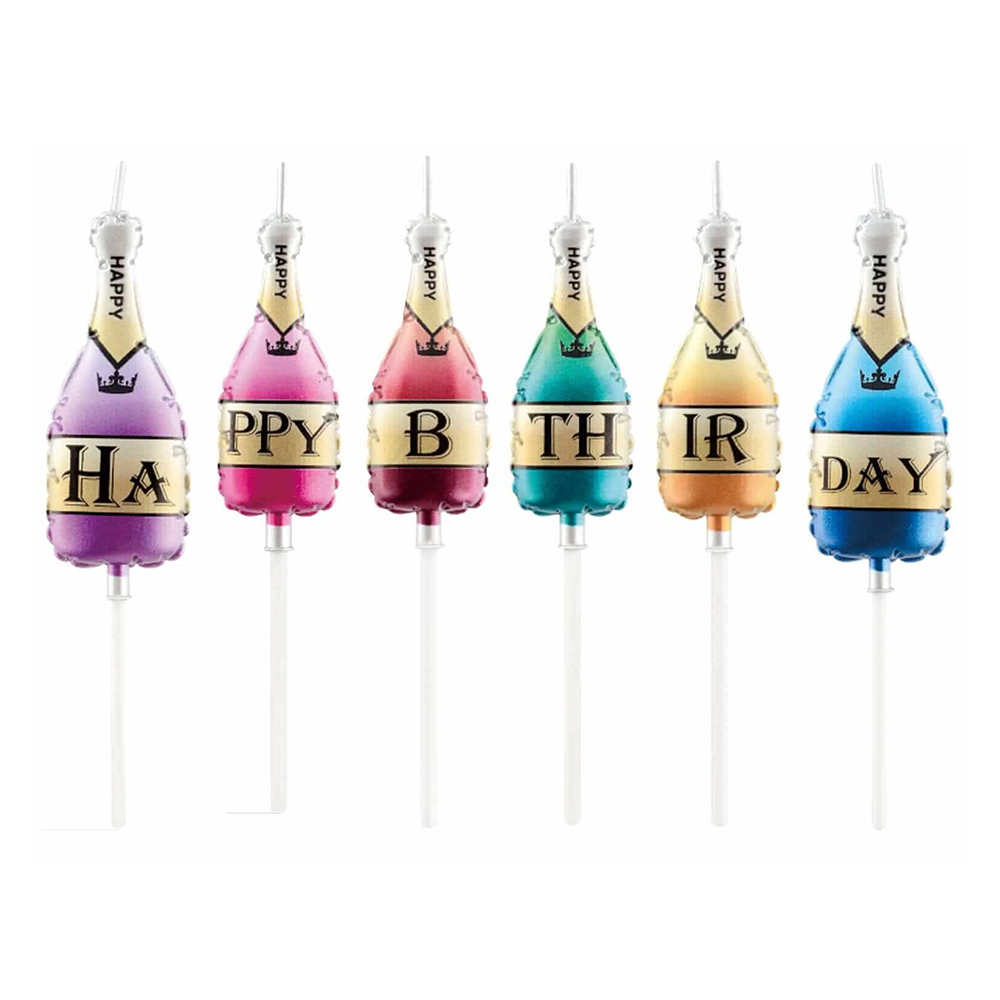 Set 6 lumanari tort multicolor, 7.5x3x2.2 cm, sampanie