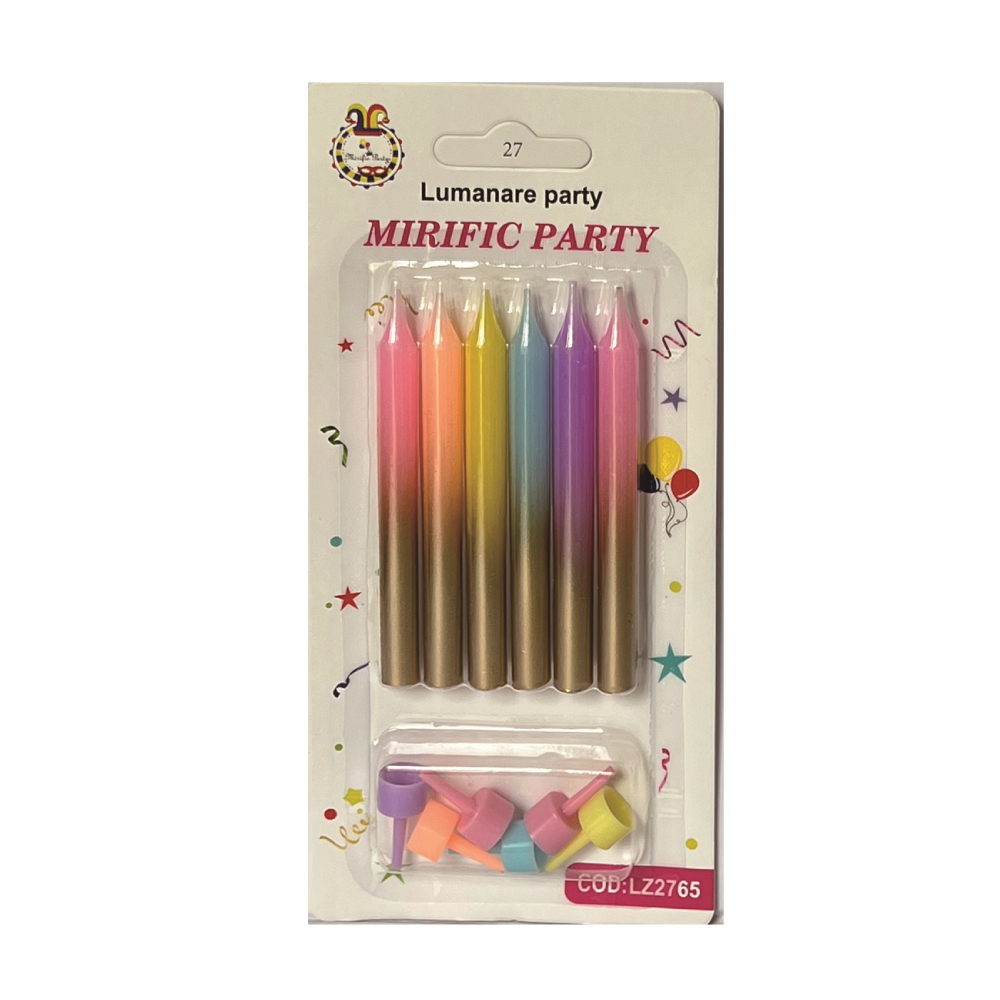 Set 6 lumanari tort, multicolor, 8 cm, PPLZ2765