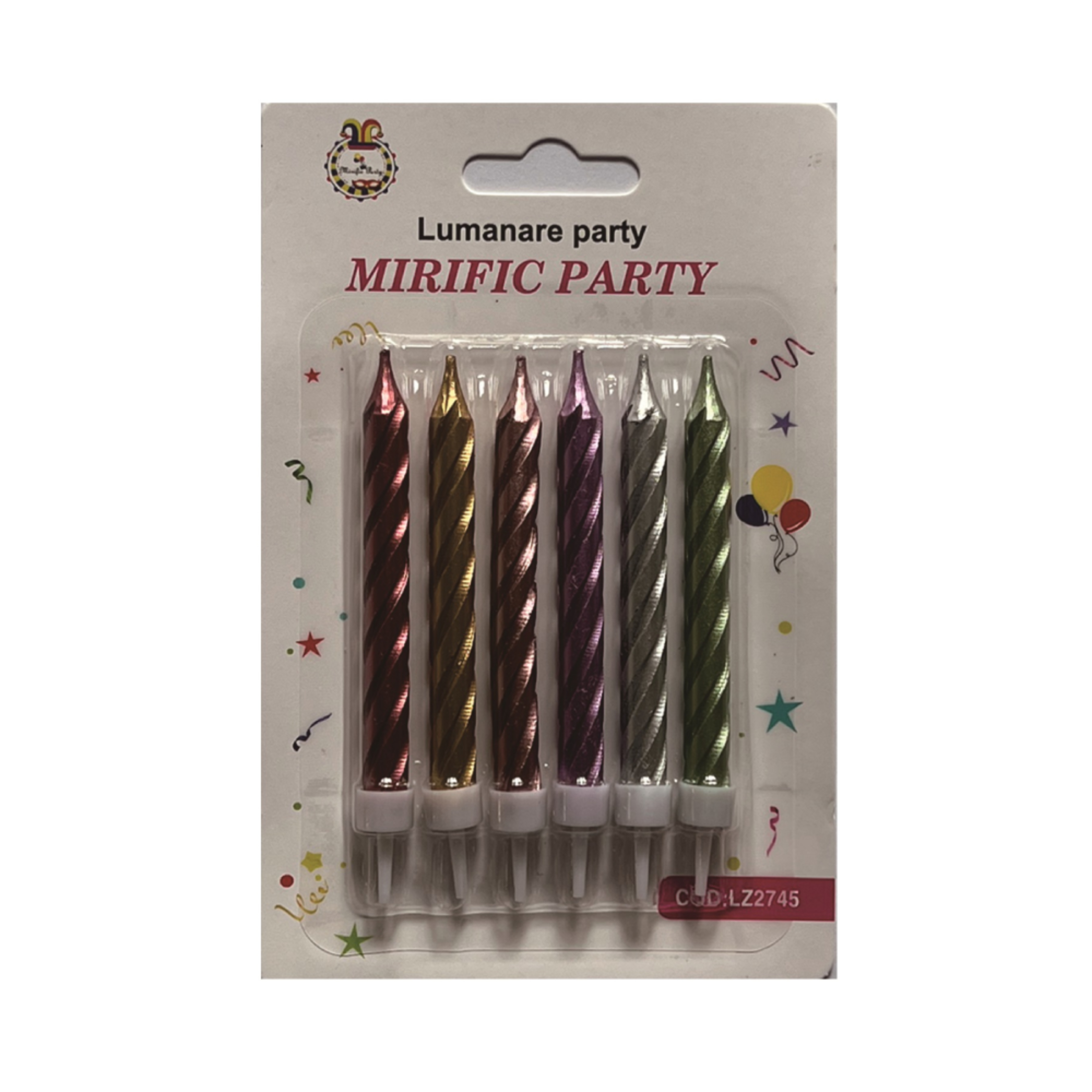 Set 6 lumanari tort, multicolor, 9 cm, PPLZ2745