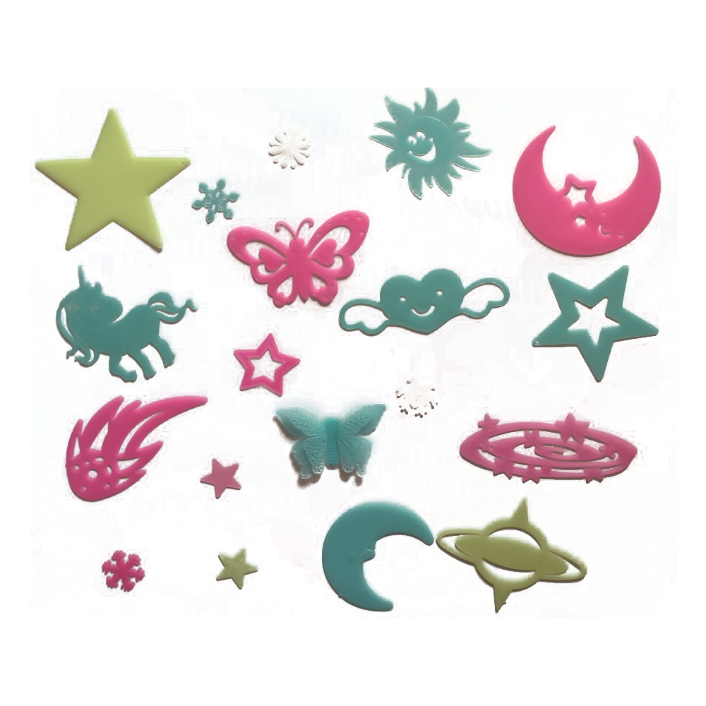 Set 12 pachete decoratiuni fosforescente, multicolor, diverse modele, PPQT9978