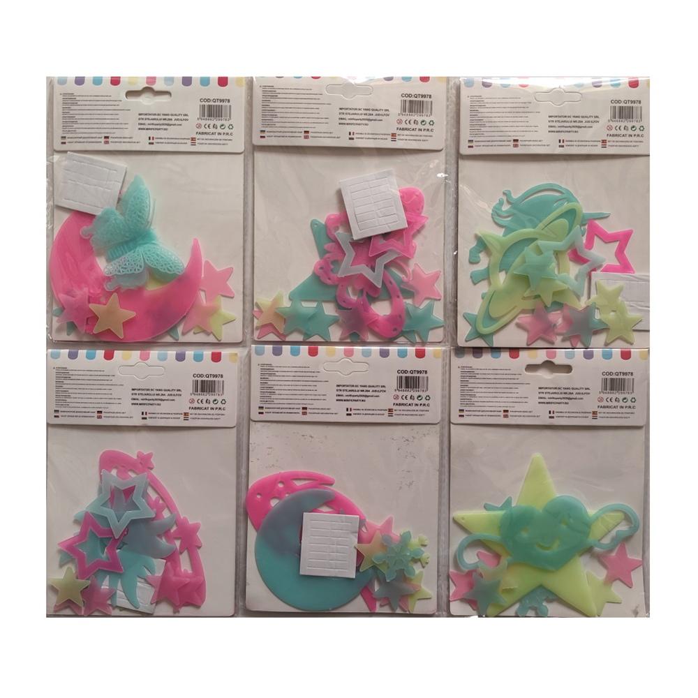 Set 12 pachete decoratiuni fosforescente, multicolor, diverse modele, PPQT9978 - imagine 2