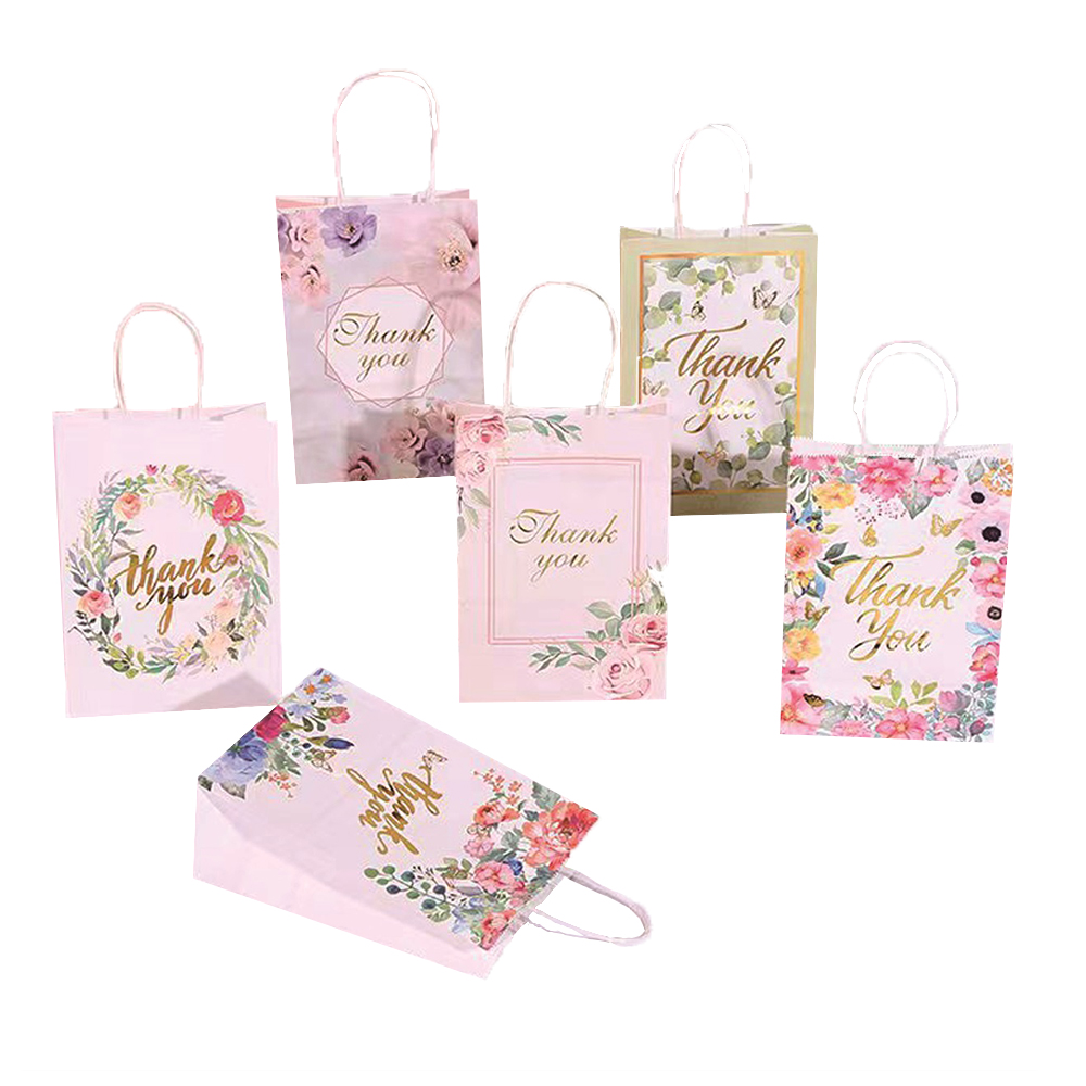 Set 6 pungi cadou, multicolor, 21x15x8 cm, hartie, flori, PPPZ7021