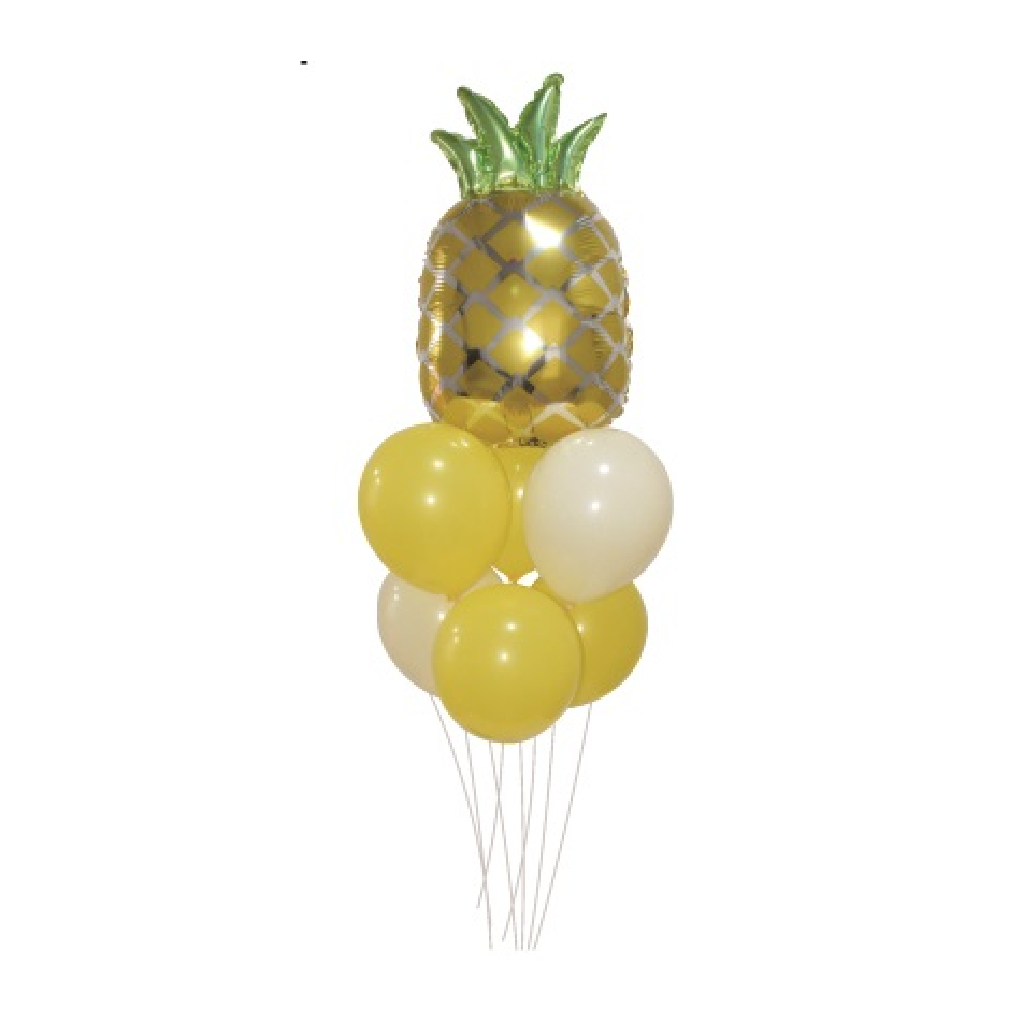 Set 7 baloane party, folie metalizata auriu, argintiu, verde, alb, TZ5097, ananas, 90x55 cm