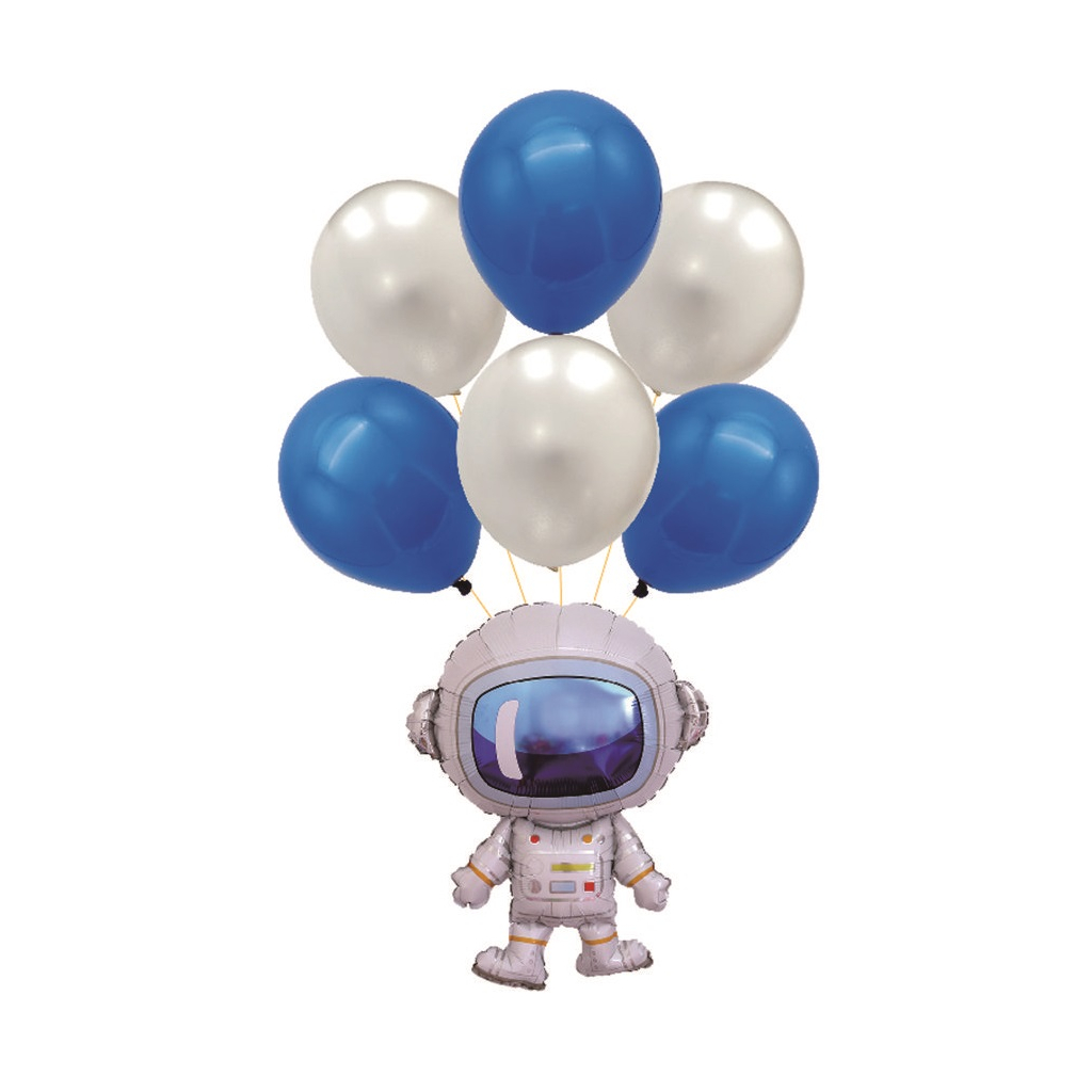 Set 7 baloane party, folie metalizata multicolor, TZ5215, astronaut, 83x60x30 cm