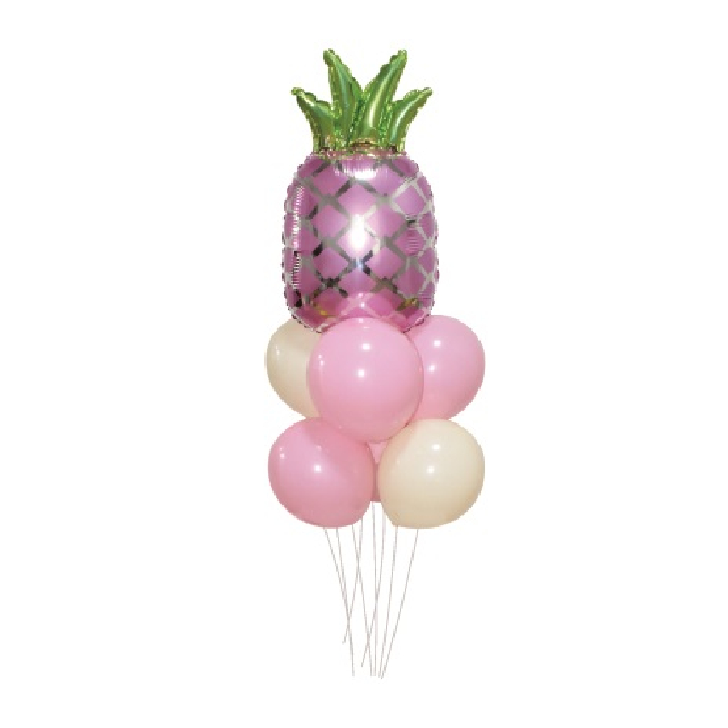 Set 7 baloane party, folie metalizata roz, argintiu, verde, alb, TZ5098, ananas, 90x55 cm