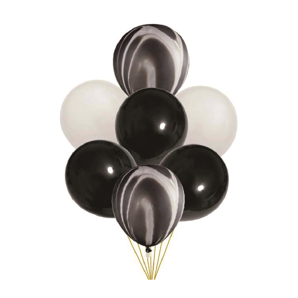 Set 7 baloane party latex alb, negru, TZ5256, 30 cm