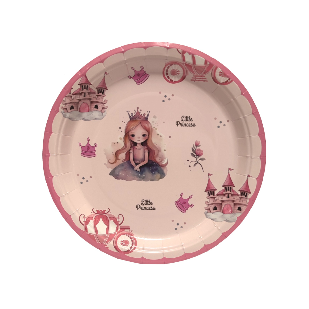 Set 8 buc farfurie tort roz, 18 cm, little princess, PPPZ7364