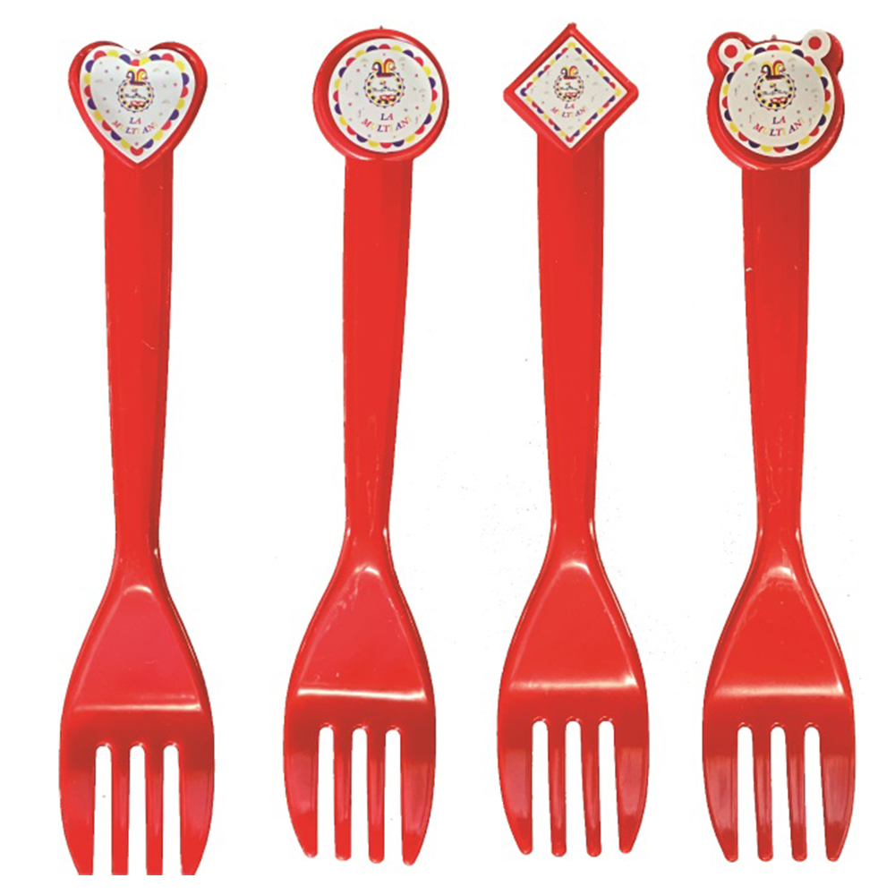 Set 8 buc furculite tort rosu, 15 cm, mirific party, la multi ani