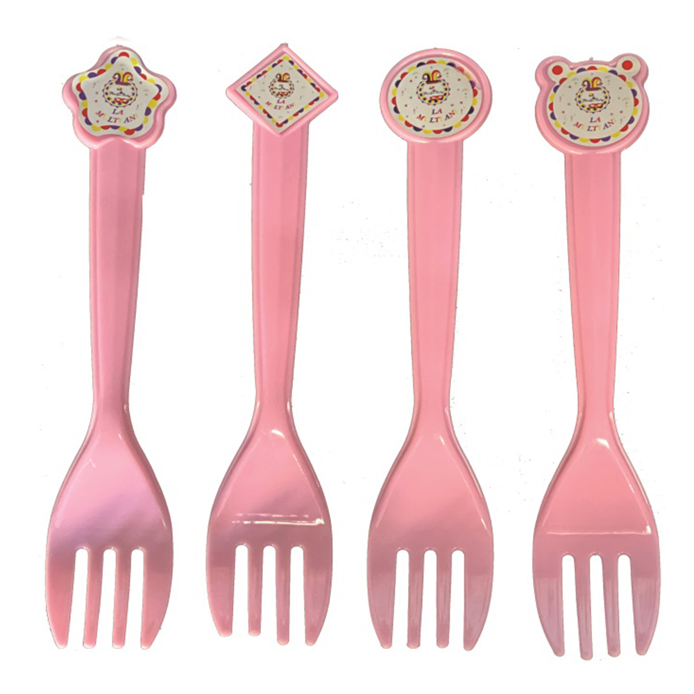 Set 8 buc furculite tort roz, 15 cm, QT9791