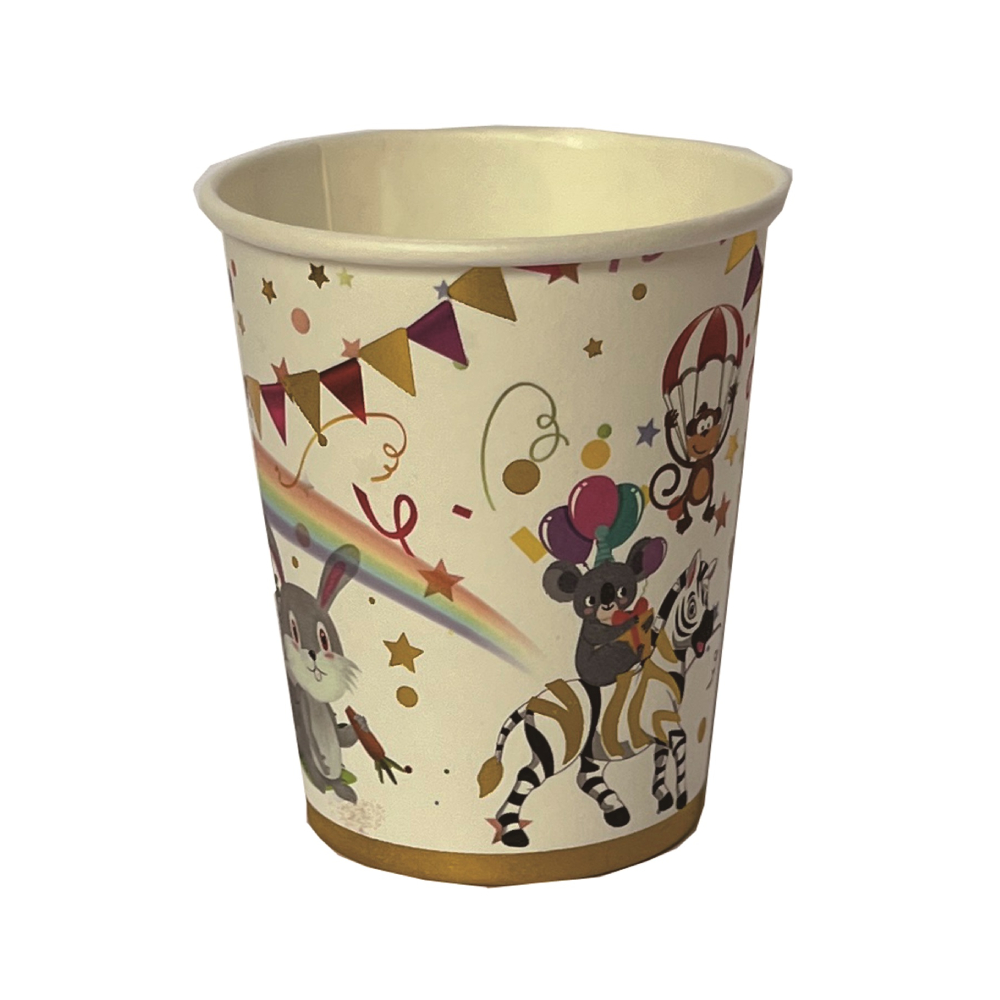 Set 8 buc. pahare carton, multicolor, animalute, PPPZ7156
