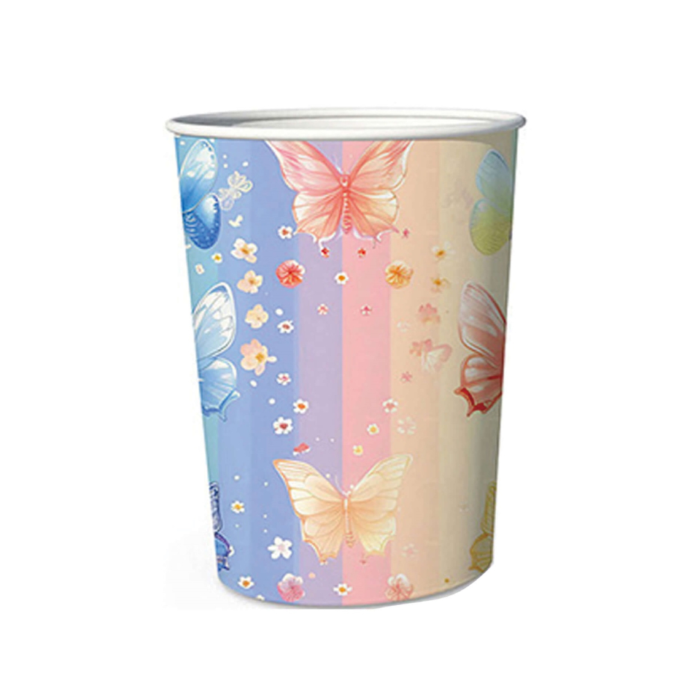 Set 8 buc pahare carton, multicolor, fluturi, PPPZ7409