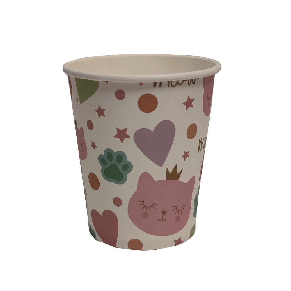 Set 8 buc pahare carton multicolor, pisica, PPPZ7444