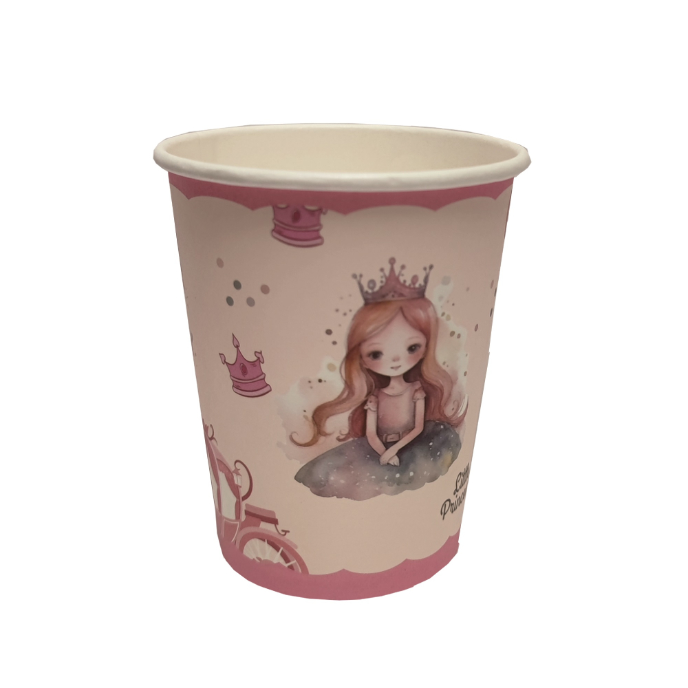 Set 8 buc pahare carton roz, little princess, PPPZ7362