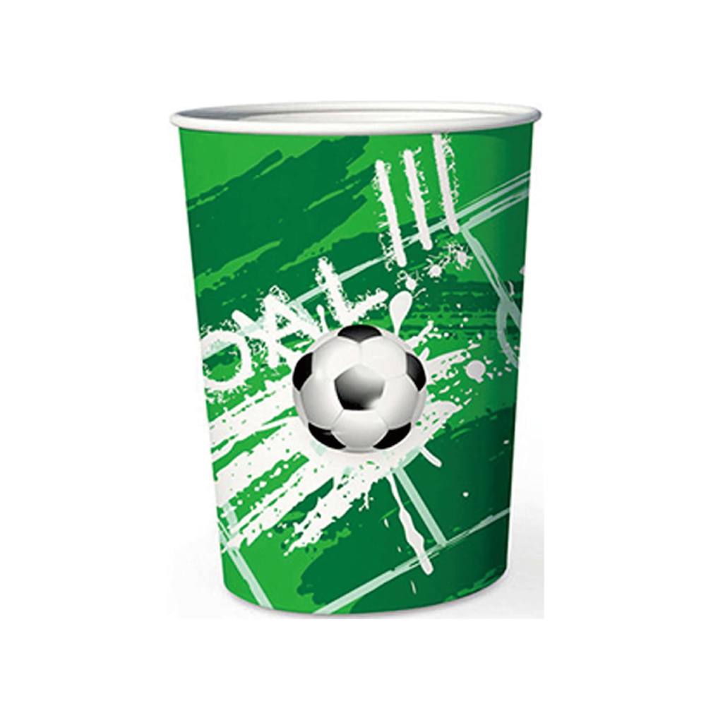 Set 8 buc pahare carton verde, alb, negru, fotbal, PPPZ7406