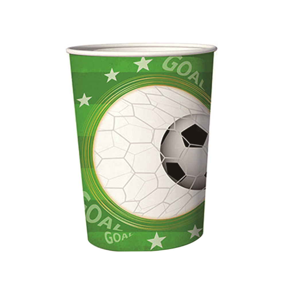 Set 8 buc pahare carton verde, alb, negru, fotbal, PPPZ7407