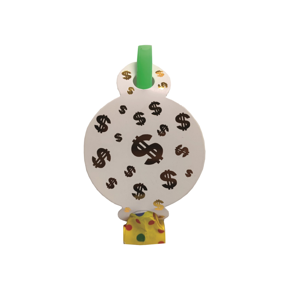 Set 8 buc suflatori alb, auriu, 26 cm, dolar, PPQT8372