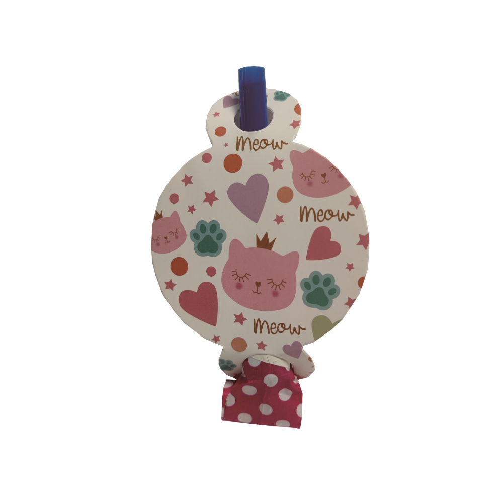 Set 8 buc suflatori multicolor, 26 cm, pisica, PPQT8375