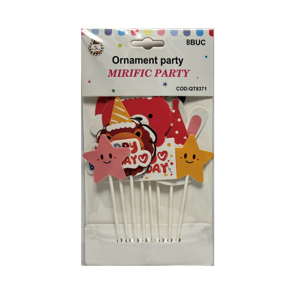 Set 8 buc topper multicolor, animale, PPQT8371