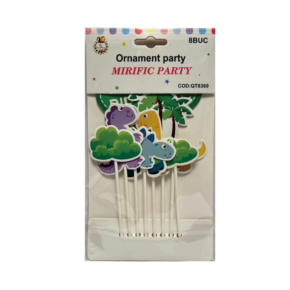 Set 8 buc topper multicolor, dinozaur, PPQT8369