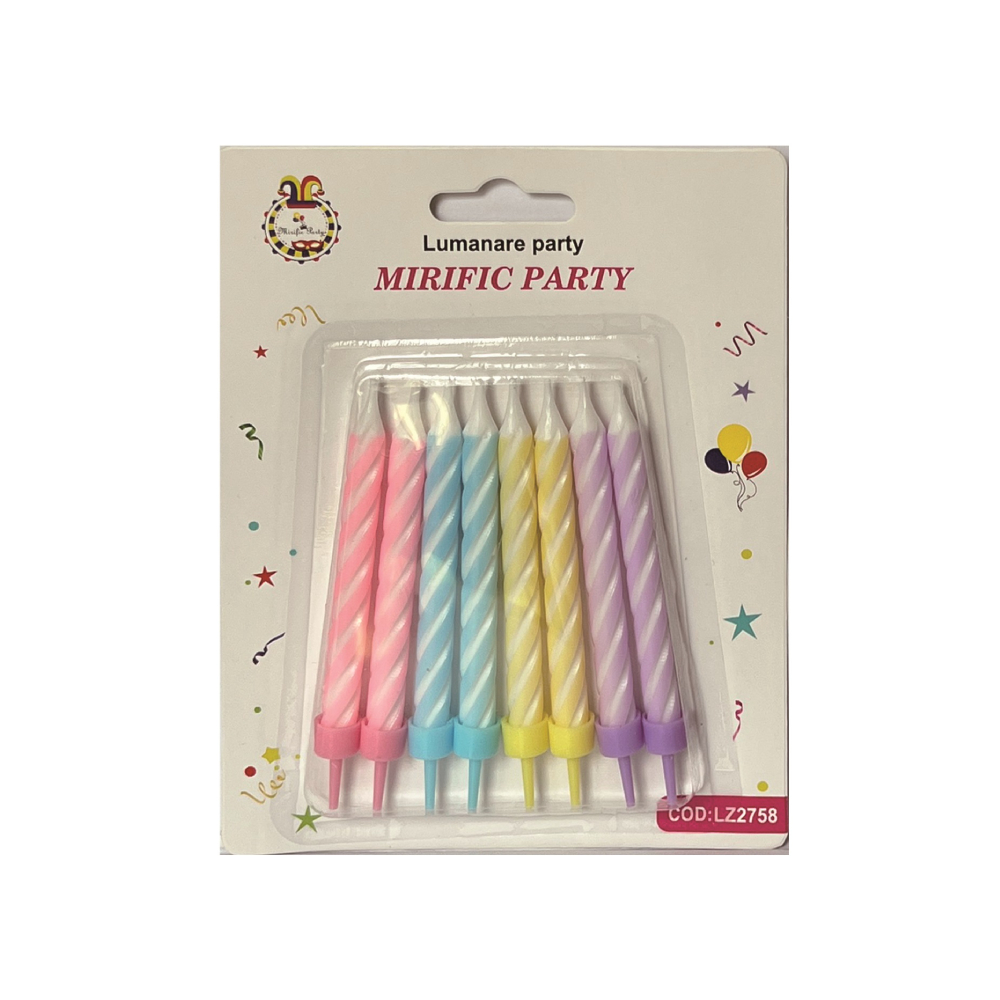 Set 8 lumanari tort, pastel, 9 cm, PPLZ2758