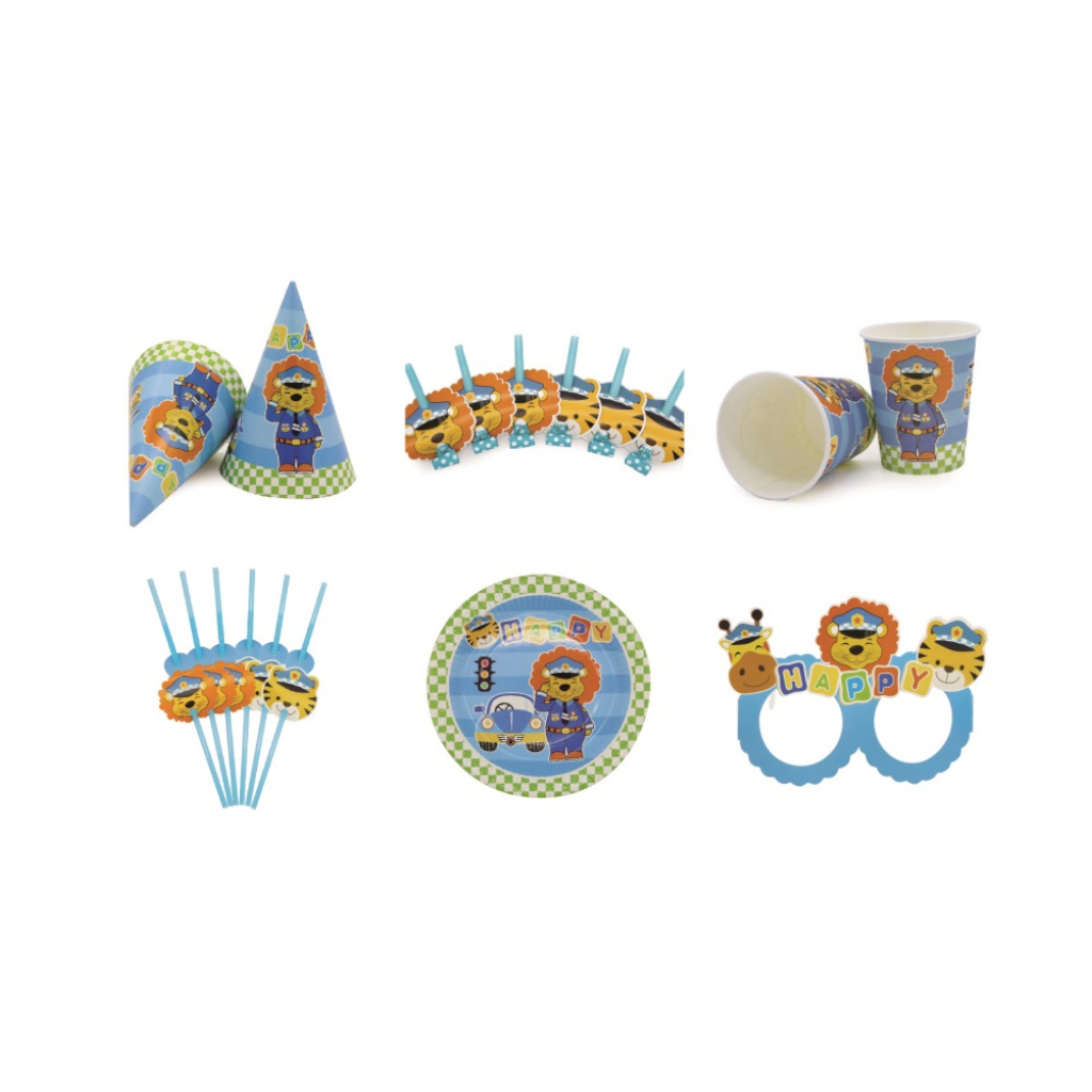 Set petrecere 6 persoane, albastru, leu