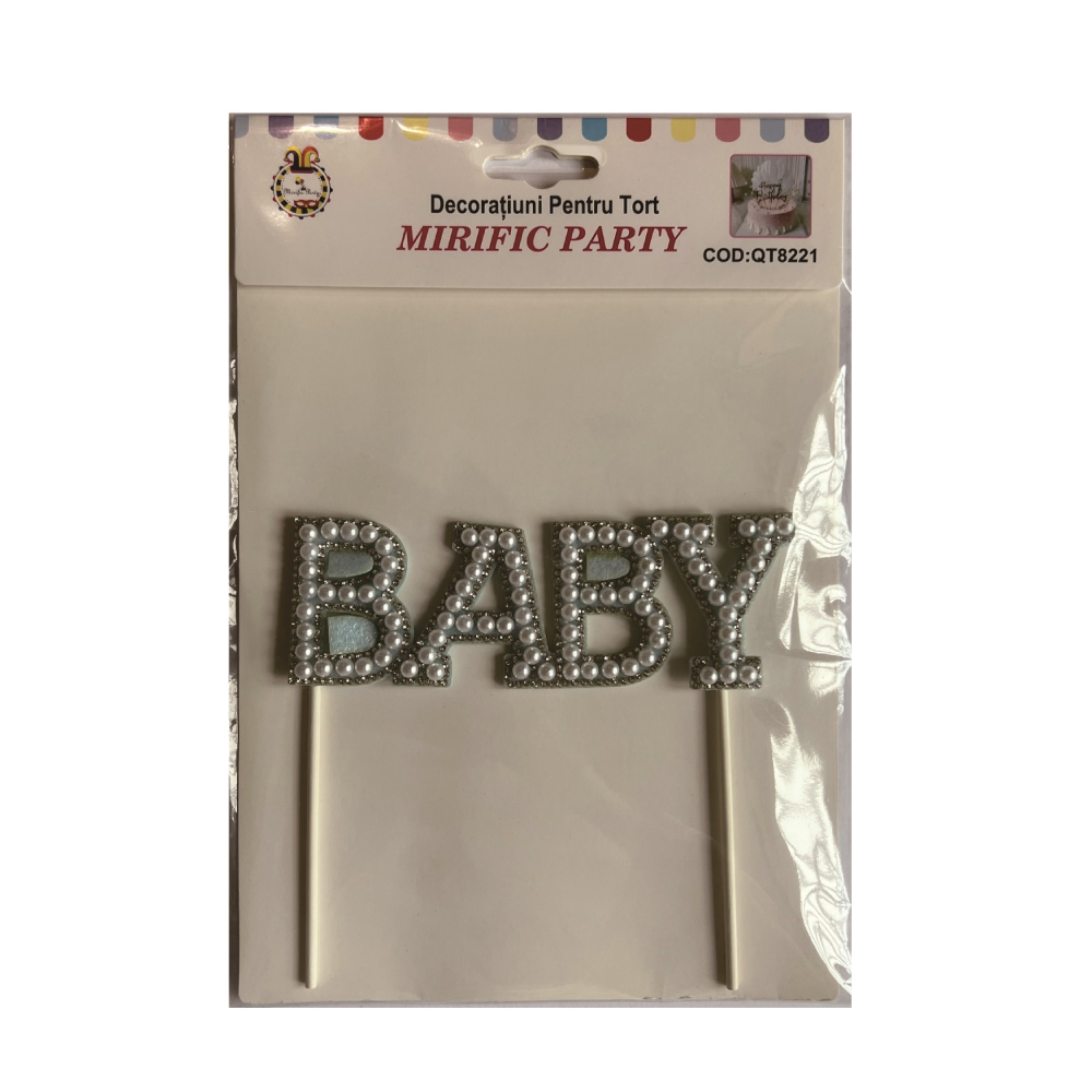 Topper albastru, alb, perle, baby, PPQT8221