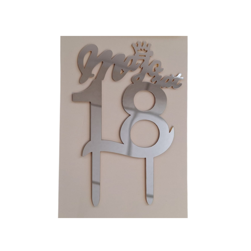 Topper argintiu, auriu, majorat, 18 ani, PPQT8206
