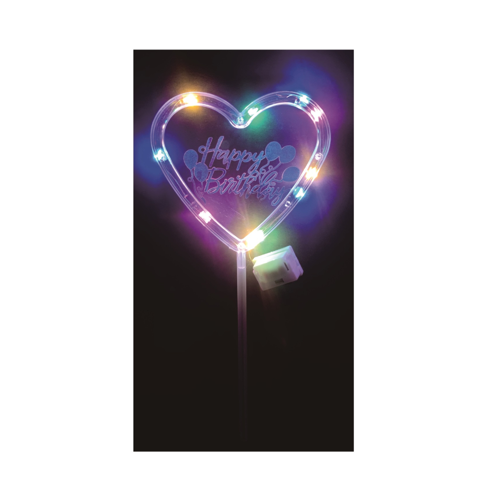Topper LED, happy birthday, inima, PPQT8376
