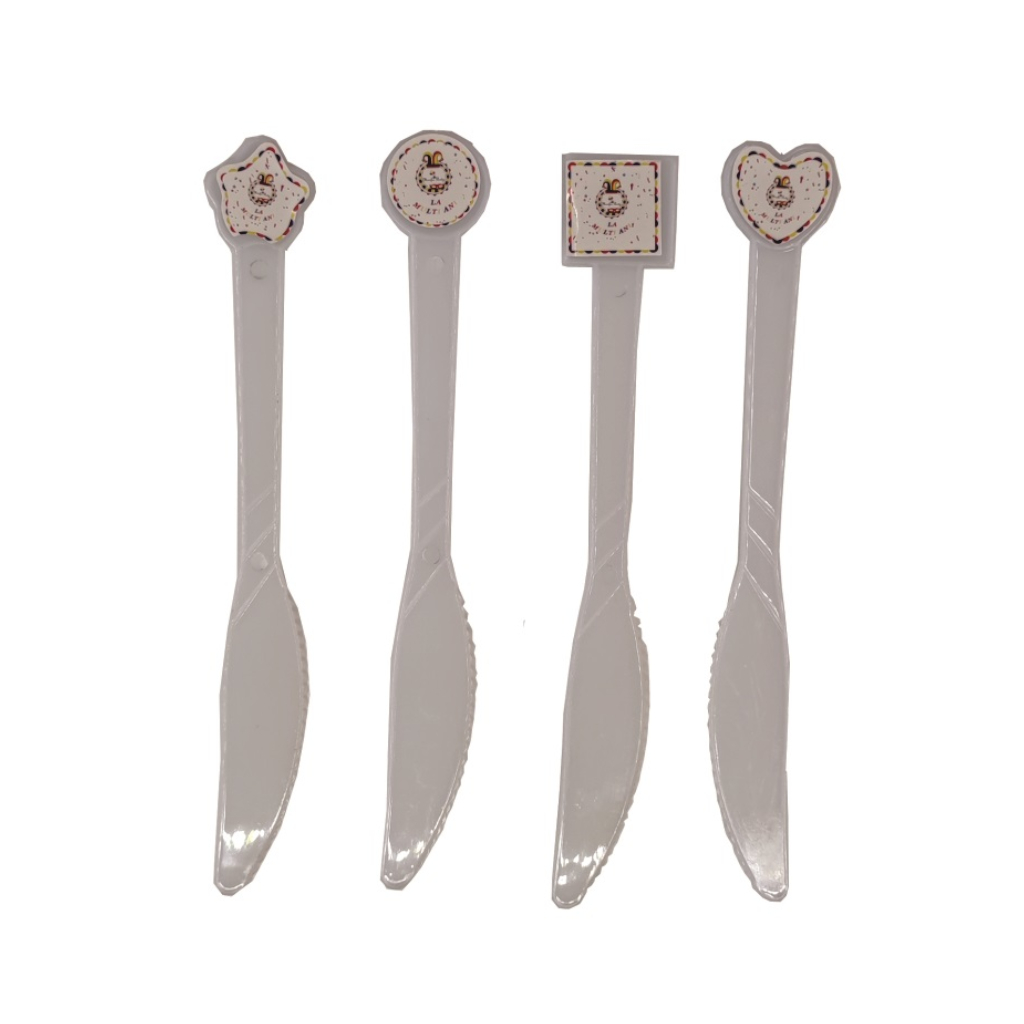 Set 8 buc cutite tort alb, 17 cm, mirific party, la multi ani