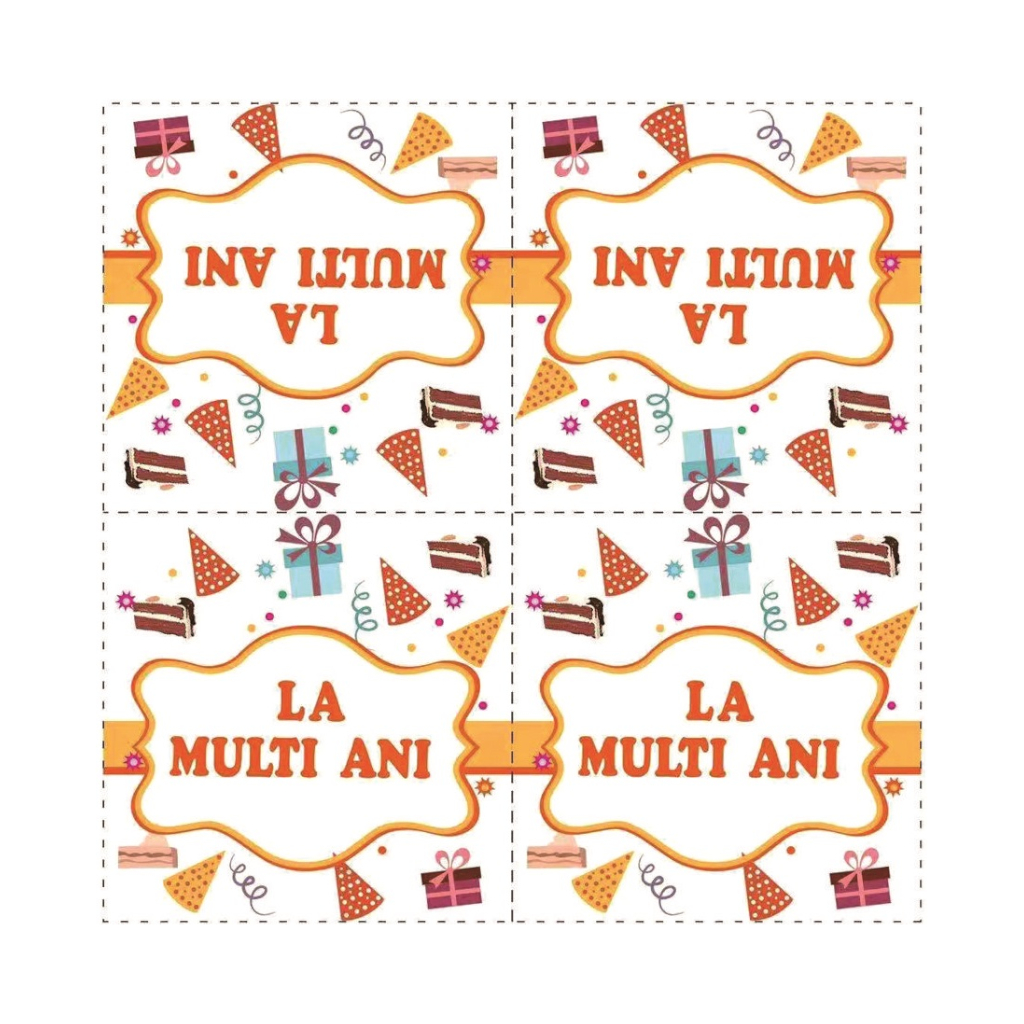 Servetele tort alb, portocaliu, 2 straturi, 33x33 cm, la multi ani