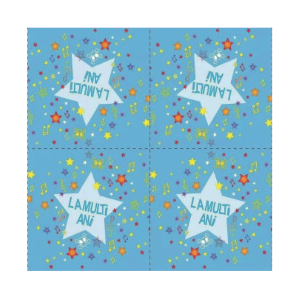 Servetele tort albastru, 2 straturi, 33x33 cm, stea, la multi ani