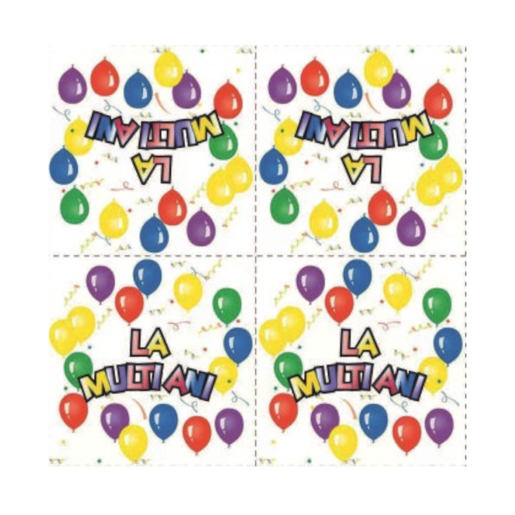 Servetele tort multicolor, 2 straturi, 33x33 cm, la multi ani