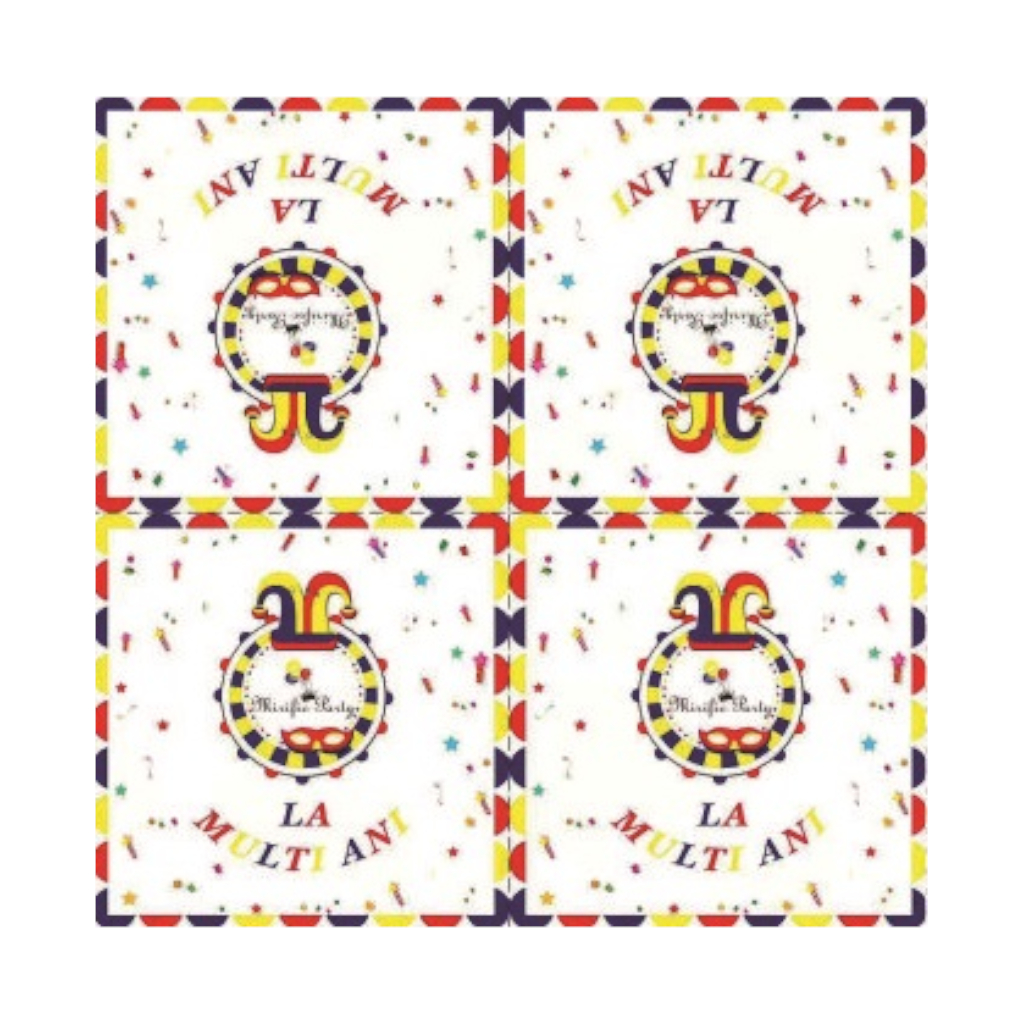Servetele tort multicolor, 2 straturi, 33x33 cm, mirific party, la multi ani