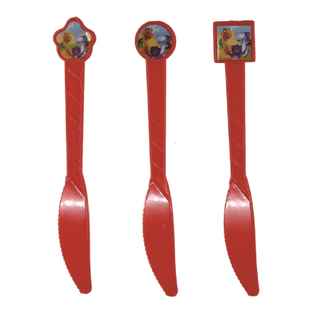 Set 8 buc cutite tort rosu, 16 cm, dinozaur
