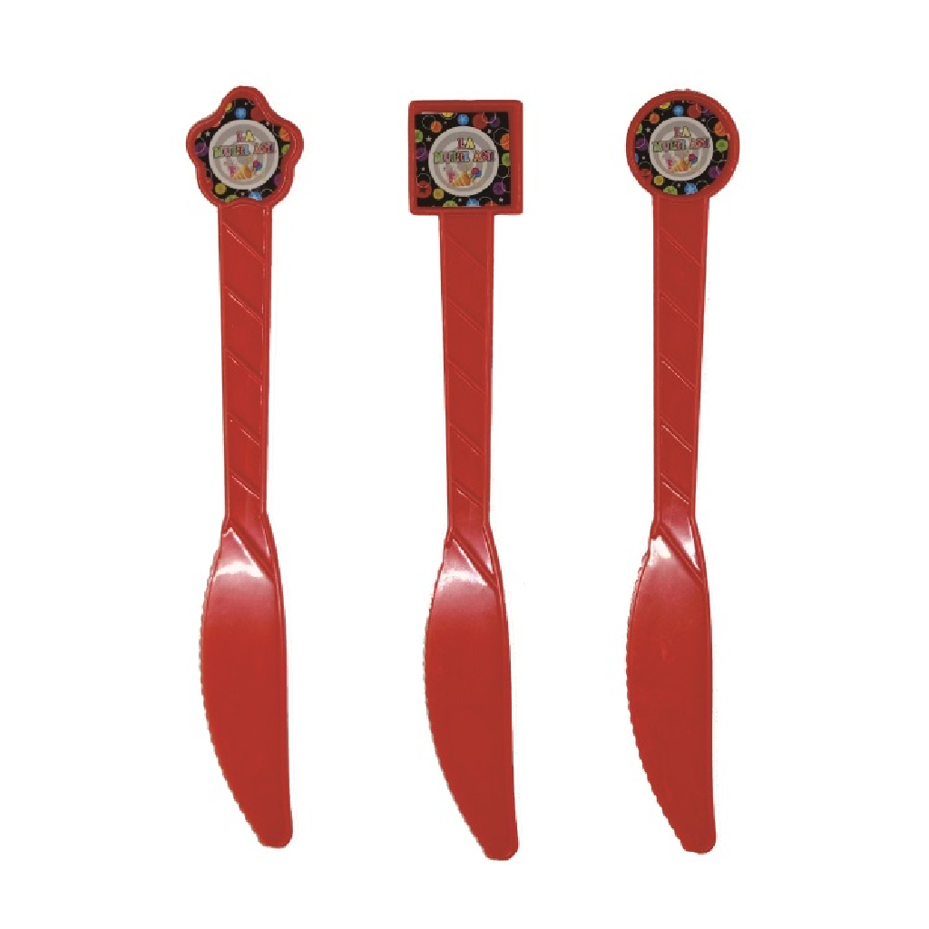 Set 8 buc cutite tort rosu, 16 cm, la multi ani